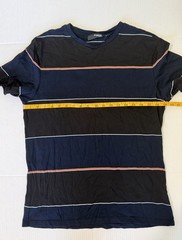 Murano Liquid Luxury Slim Fit Men’s Black & Blue Striped Short Sleeve T-shirt L