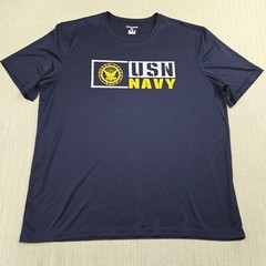 Champion US Navy Shirt Men 2XL XXL Blue Short Sleeve Graphic Performance Stretch