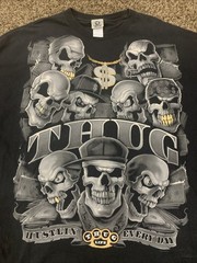 Vintage Liquid Blue Thug Life Skull Graphic T-shirt Men 5XL All Over Print AOP