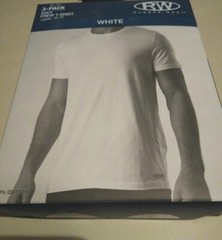 RW Rugged Wear Men’s 3 PACK WHITE CREW T-SHIRT, Short Sleeve Tagless Choose Size