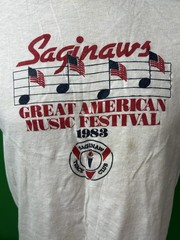 SAGINAW MICHIGAN Music Festival T-Shirt Large (fits smaller) White Vintage 1983