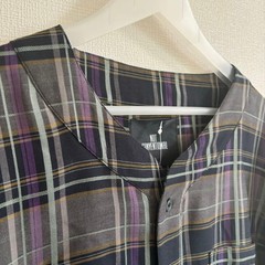 NOT CONVENTIONAL Gray Check Baseball Shirt Free Size