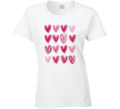 Valentine’s Day Watercolor Hearts Lovers Couples Cool Gift T Shirt
