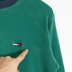Vintage Y2K Tommy Hilfiger Thermal Shirt T Shirt Mens Medium – Distresed Green