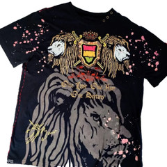 Rebel Spirit T Shirt Men 2XL Black Red Foil Gold Rasta Flag Lion Streetwear Used