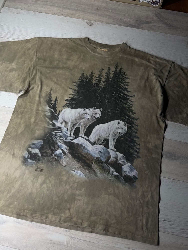 The Mountain White Wolves T-Shirt XXL Tie Dye Wolf Nature Graphic USA Made