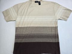 Claiborne Mens Striped Short Sleeve Crewneck T-Shirt Beige/Brown Large