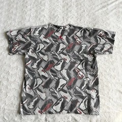 Vintage Nike Air Jordan Shirt Tee Mens Large Gray Sneaker AOP Jumpman Streetwear