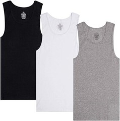 3 Packs Men 100% Cotton Ribbed Tank Top A-Shirt Wife Beater Undershirts S-2XL