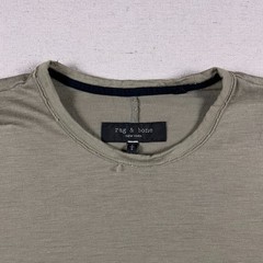 Rag & Bone T Shirt Mens Large 0 Wool Olive Green Raw Hems