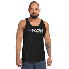Mens ANYTIME FITNESS Black Workout Shirt Tank Top