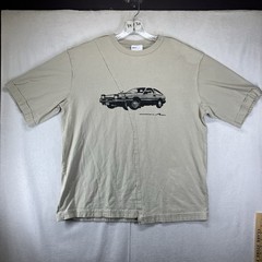 Mens Streetwear Graphic Tee Large Roaringwild Arch Thick Knit Car Art Tonal
