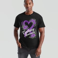 Epilepsy Awareness Heart Ribbon Floral Mens T-Shirt Womens Tee Graphic Support