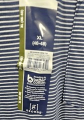 NWT George Men’s Crewneck T-Shirt Blue & White Striped Size XL (46-48) Pocket
