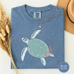 Line Art Sea Turtle Ocean Comfort Tee