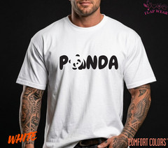 Unisex Panda Graphic T-Shirt – Cute Typographic Panda Shirt – Black Logo Tee for
