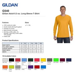 NEW 4 Pack Gildan Men’s Heavy Cotton 5.3 oz Long Sleeve T-Shirt P4-G540