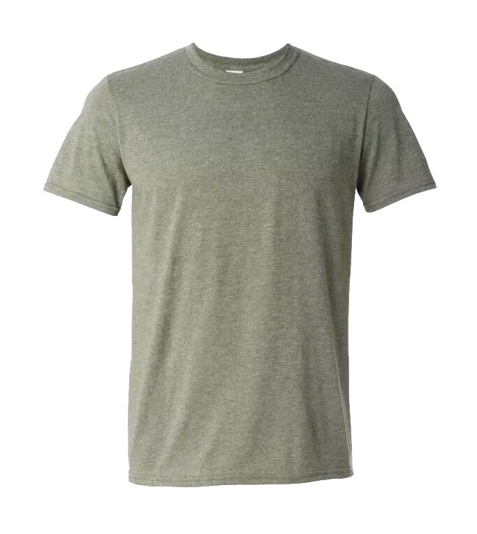 Gildan G640 Mens 3XL Short Sleeve Plain Softstyle T-Shirt Heather Military Green
