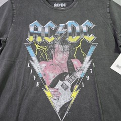 Lucky Brand ACDC Shirt Mens Large Black Music Band Casual Angus Heavy Metal NWT
