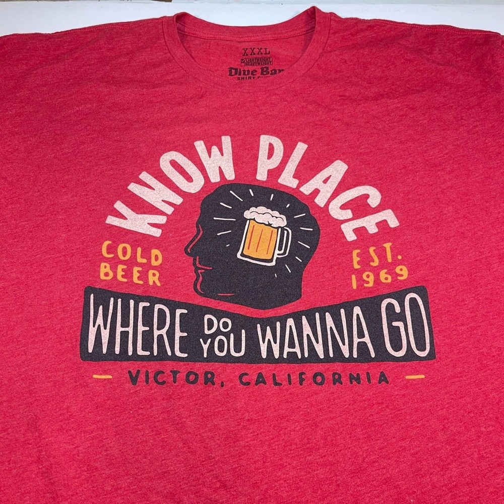 KNOW PLACE Victor California Dive Bar Shirt Club T Shirt Sz Mens 3XL