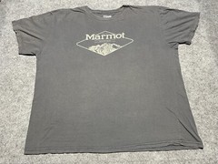 Marmot Distresed Gray Organic COtton 2XL Outdoors Hike Climb Trail Travel Shirt