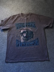 Vintage Graphic Skull T-Shirt Where O Death Is Your Victory Size L