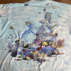 Vintage 1992 Liquid Blue Coral Reef Aquatic Sea Life Fish AOP Shirt XL Tie Dye