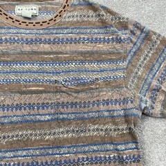 VTG Arizona Company Mens T Shirt L G Geometric Pattern Pocket Tee Brown Blue