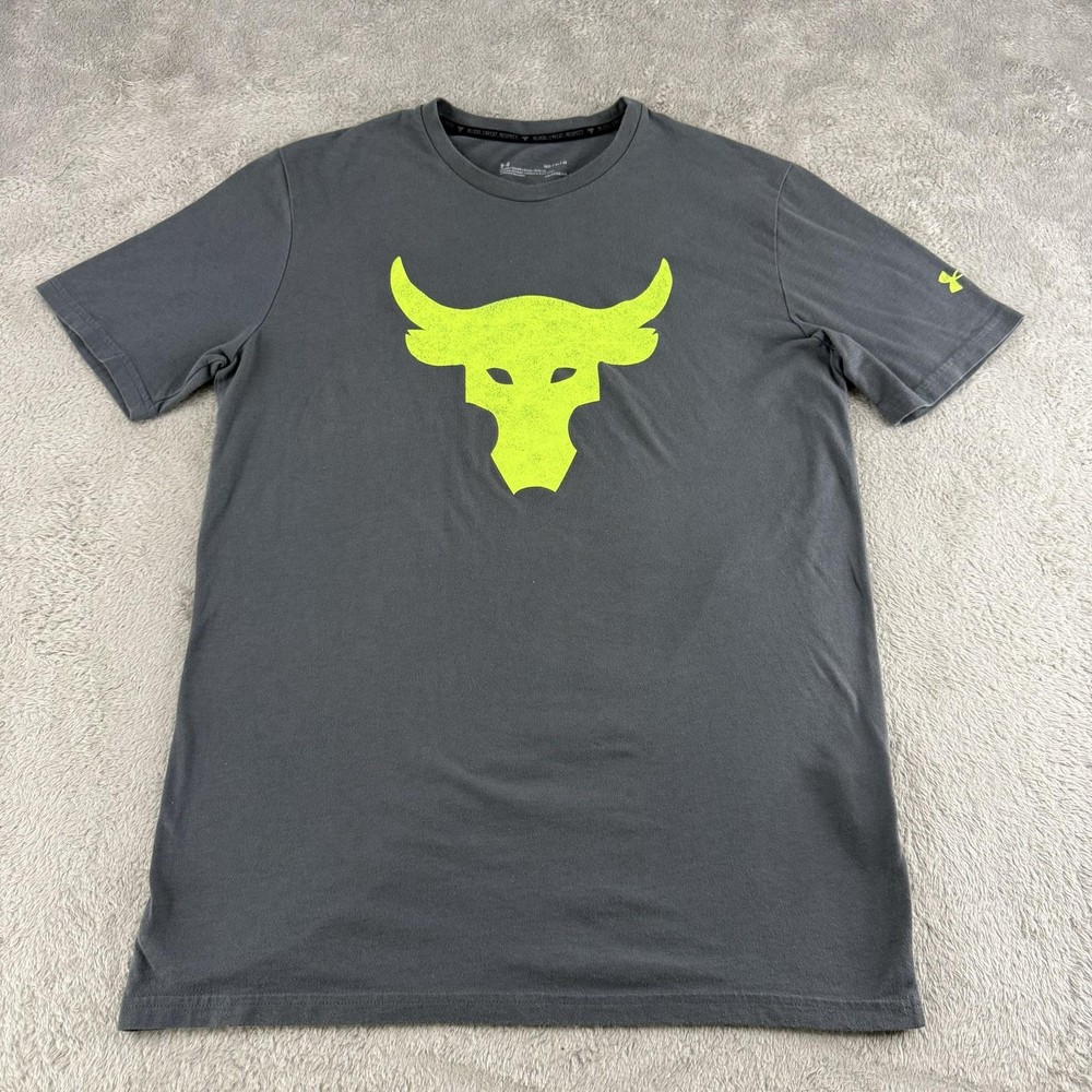 Under Armour Shirt Mens Medium Gray Brahma Bull Project Rock Gym Graphic Tee