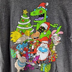 Nickelodeon Cartoon Character Christmas Holiday T-shirt gray Size large