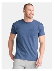 ATHLETIC WORKS Men’s 3XL (54-56) Pocket Cotton Tee Short Sleeve • Blue Cove