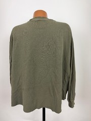 Distressed Waffle-Knit Shirt Men XXL Boxy Grunge Minimal Olive Midweight Vintage