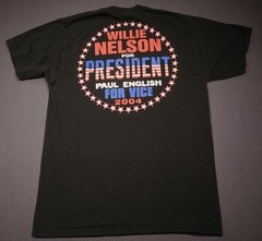 Vintage Willie Nelson For President Shirt Mens Large Black Paul English 2004 Tee
