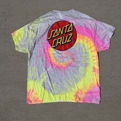 Santa Cruz Tie Dye T Shirt Men’s XL Skateboards Graphic Back Logo Pink Yellow