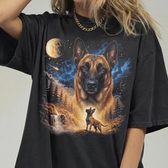 Comfort Tee Belgian Malinois Howling Dog Graphic Design Soft Top