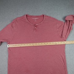 Lucky Brand Shirt Mens Size M Red Washed Casual Henley Long Sleeve Cotton