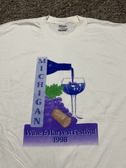 Vintage 1998 Michigan Wine & Harvest Festival White T Shirt Size 2XL Rare Vtg