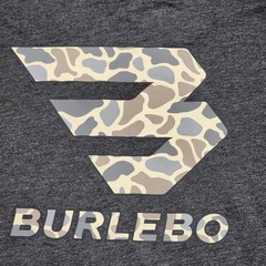 Burlebo Shirt Men XL Heather Gray Camo Logo Pocket Tee Outdoors Hunt Fishing BBQ