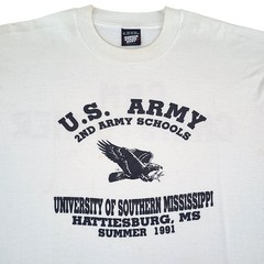 Vintage US Army Shirt Mens XL White 2nd Army Schools 1991 Tee Screen Stars Best