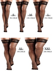 4 Pairs Fishnet Thigh High Stocking Silicone Lace Top Sheer Over Knee Stockings