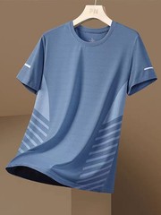 Ice Silk T-shirt Loose Fit Tee Vacation Wear Printed Pattern Moderate Stretch
