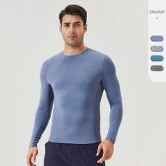 Men’s Autumn Fitness Long Sleeve Clothes Outdoor High Stretch Form Fitting Top