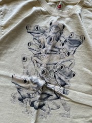 Vintage 2000s Y2K Frog Nature Animals Outdoors Graphic T Shirt Yellow Sz Boxy L