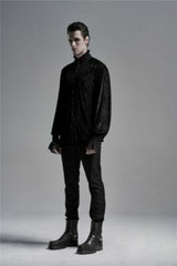 Punk Rave Men Goth Tops Palace Rereo Jacquard Banquet Wedding Long Sleeve Shirt