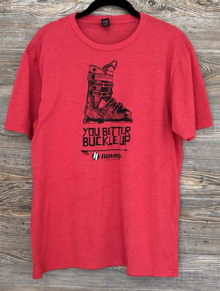 District Perfect Tri “You Better Buckle Up” Men’s M Red Short Sleeve Graphic Tee