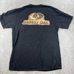 Mossy Oak Men’s Black Outdoor Retro Hunting Graphic Tee Shirt Size Large Logo
