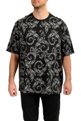 Versace Men’s Black Barocco Logo Print Short Sleeve T-Shirt US 2XL IT 56