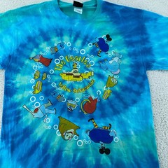 Vintage The Beatles Yellow Submarine T Shirt Men Large Liquid Blue Tie Dye