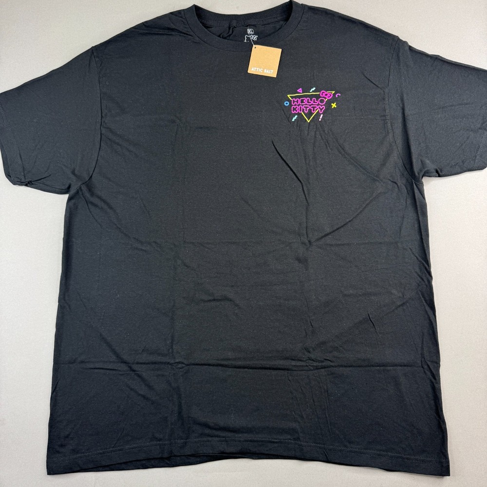Hello Kitty by Sanrio Hello Kitty Unisex XL Black Japanese Text Neon Logo NWT