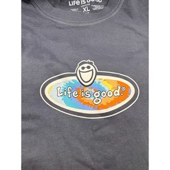 Life is Good Mens Crusher Tee Tie Dye Jake Oval Dusty Blue XL T-Shirt NWT